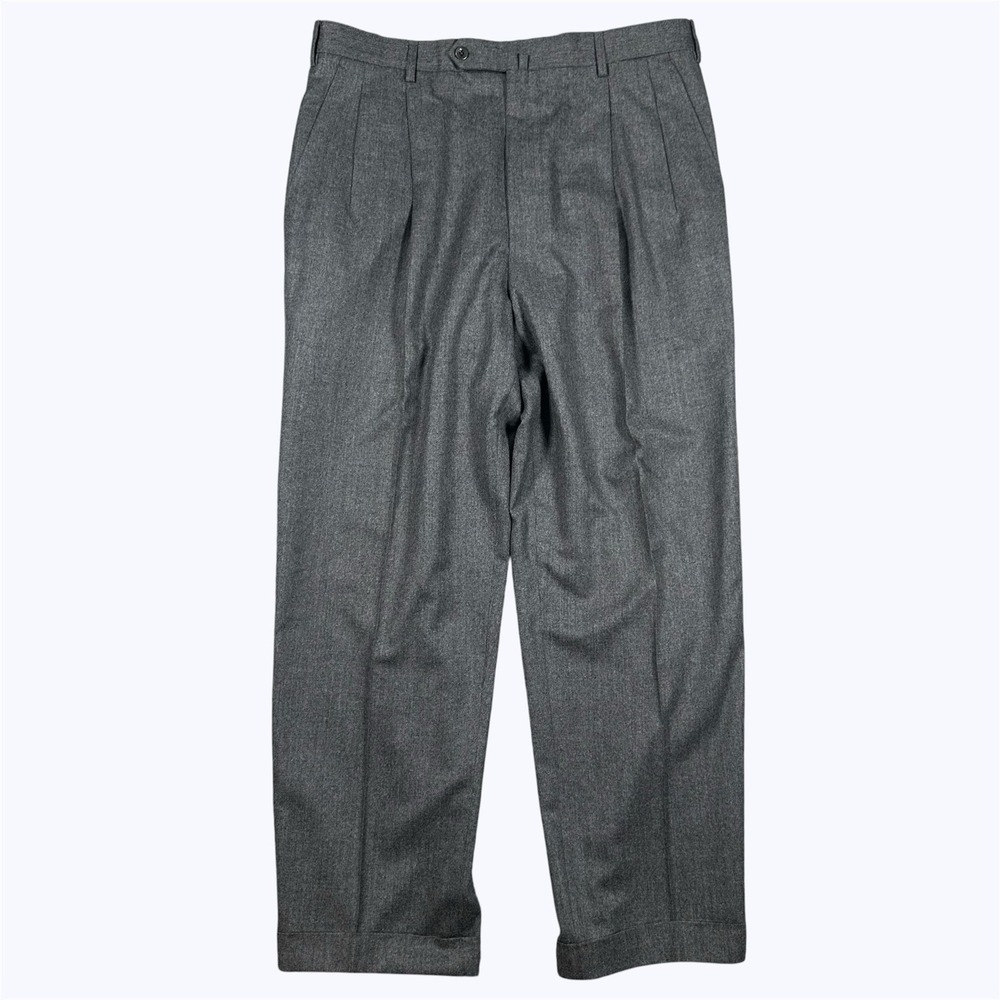 Incotex Pants Mens Gray Super 120's Italy 100% Wool Pleated Pants Trousers 34x29